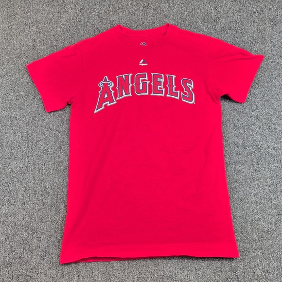 Majestic Los Angeles Angels Mike Trout 27 Shirt Small Red MLB Baseball Graphic — photo 2